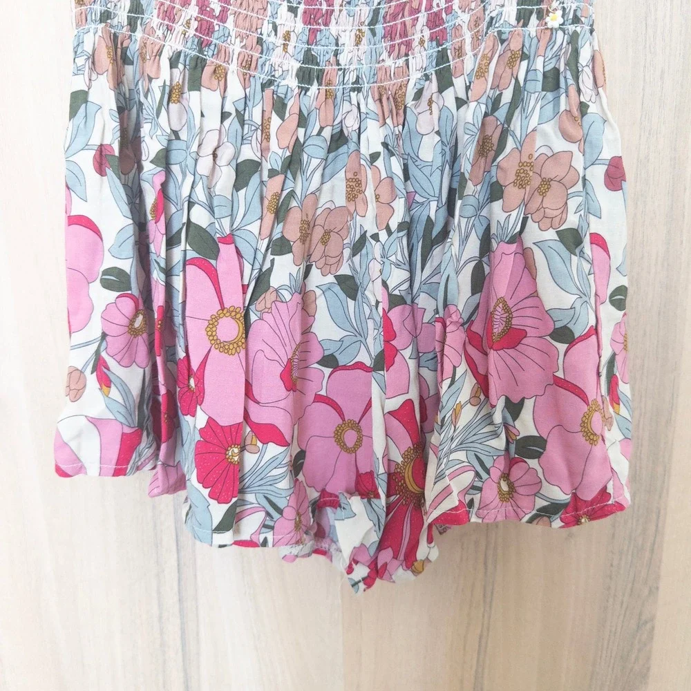 Natural Life Womens‎ Floral Shorts Small Pink Smocked High Waist Boho Co
